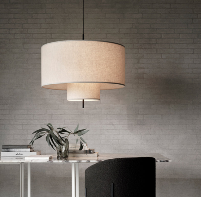 Modern Fabric Shade Pendant Lights Cylinder Shape