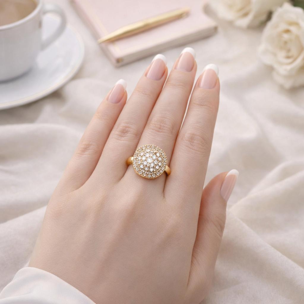 Artificial Zircon Ring – Golden